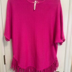 Petite Medium Hot Pink Sweater with Fringe